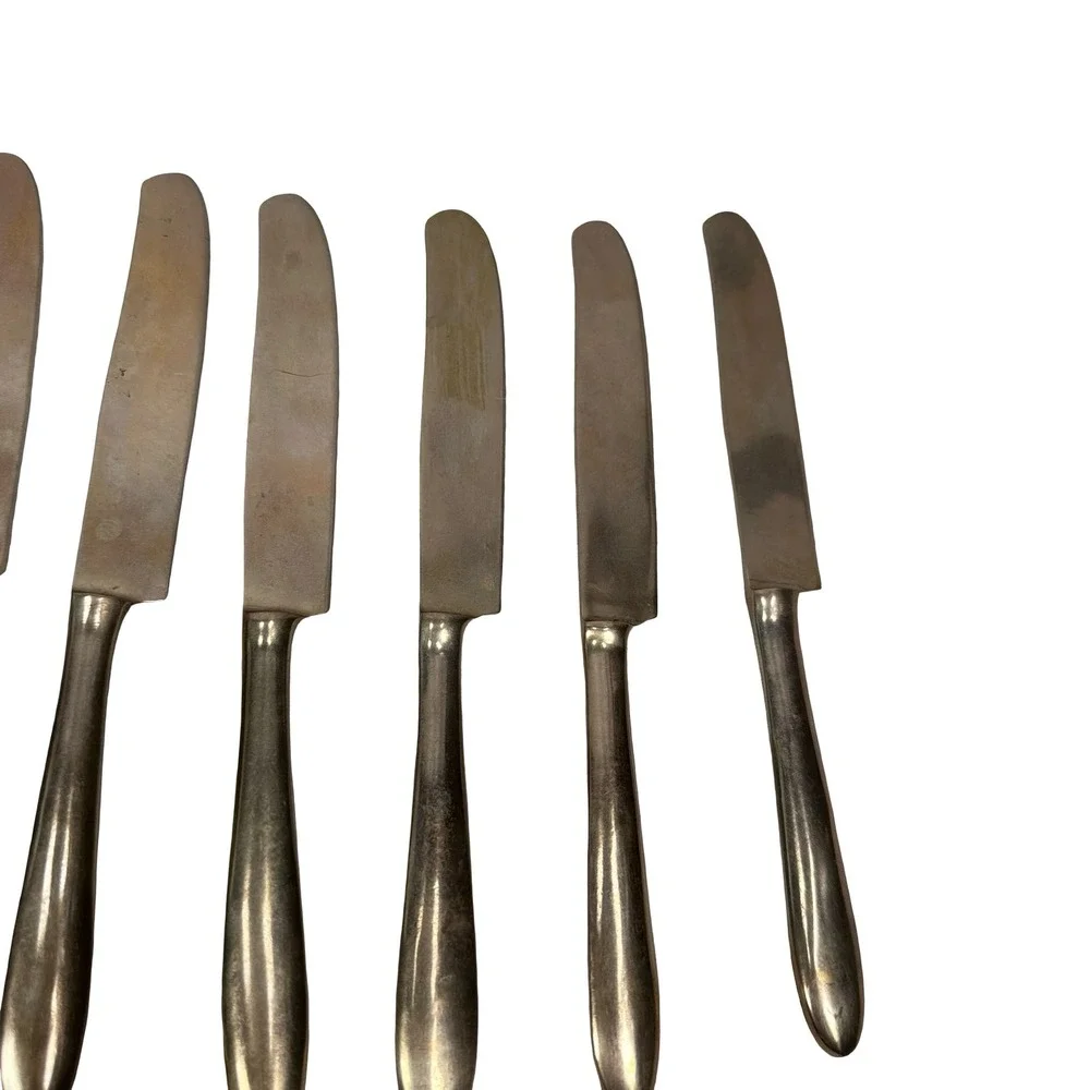 Vintage‎ Unsigned Mid Century Modern Gold Tapered Flatware Set 23 MCM Brutalist
